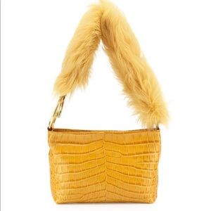 ELIZABETH AND JAMES Saffron Fur and Leather Bag